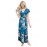 Navy Blue Floral Print Cap Sleeve Maxi Dress